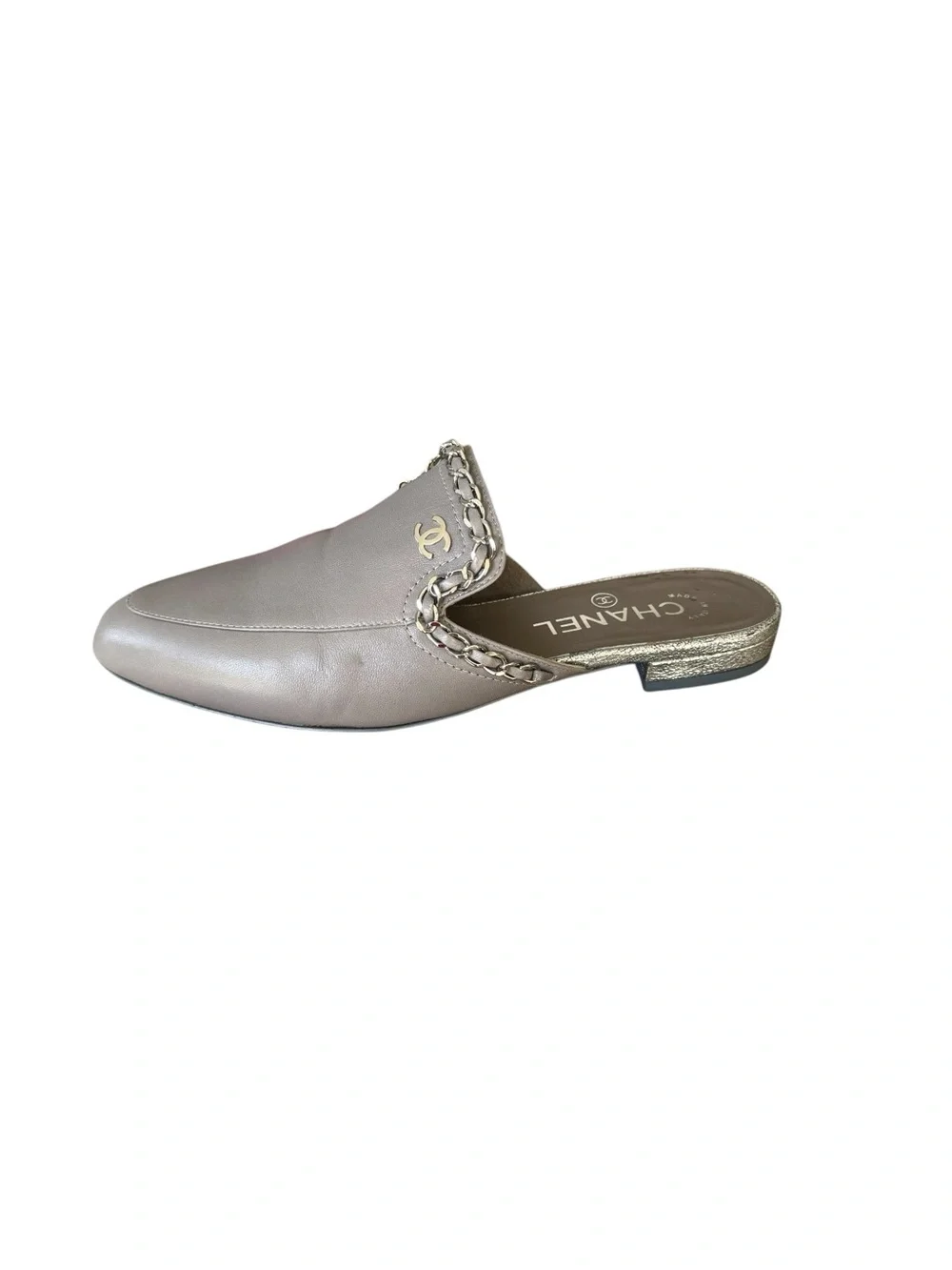 CHANEL Interlocking CC Logo Mules Flats Loafers